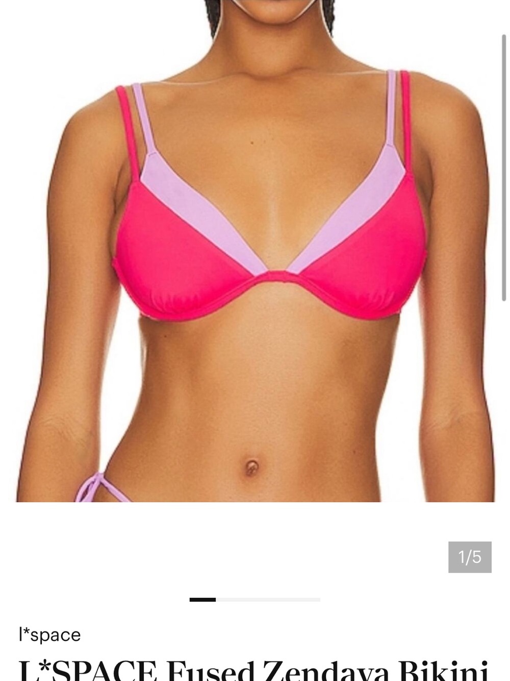 L*SPACE Hot Pink Bikini Top with Lilac Accent